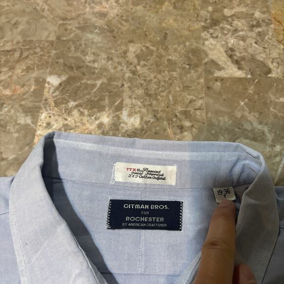 Gitman Bros Rochester Shirt Mens 19 36 Pinpoint Cotton Oxford Long Sleeve - Picture 3 of 12